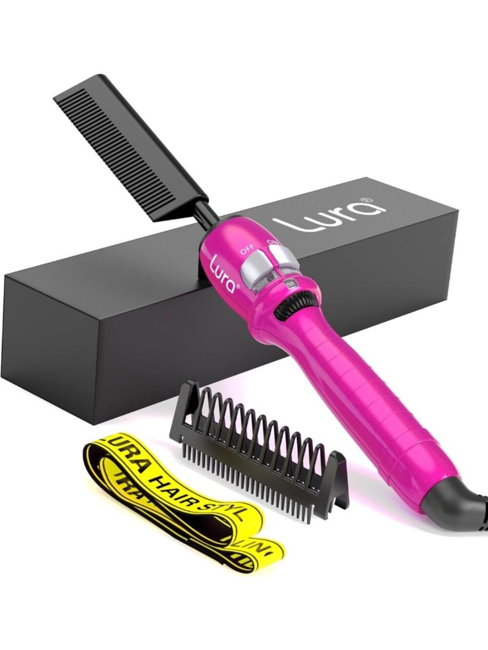 Adjustable Pink Electric Hot Comb for Lace Front Wigs & African American Hair